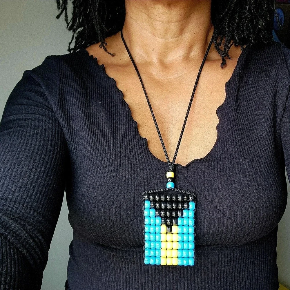 Car Rearview Mirror Danglers. Car Accessory. Pony Beads Bahamas Flag